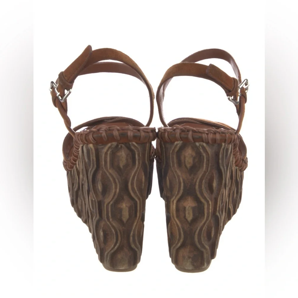 MIU MIU Women's Brown Suede Platform Wedge Sandals